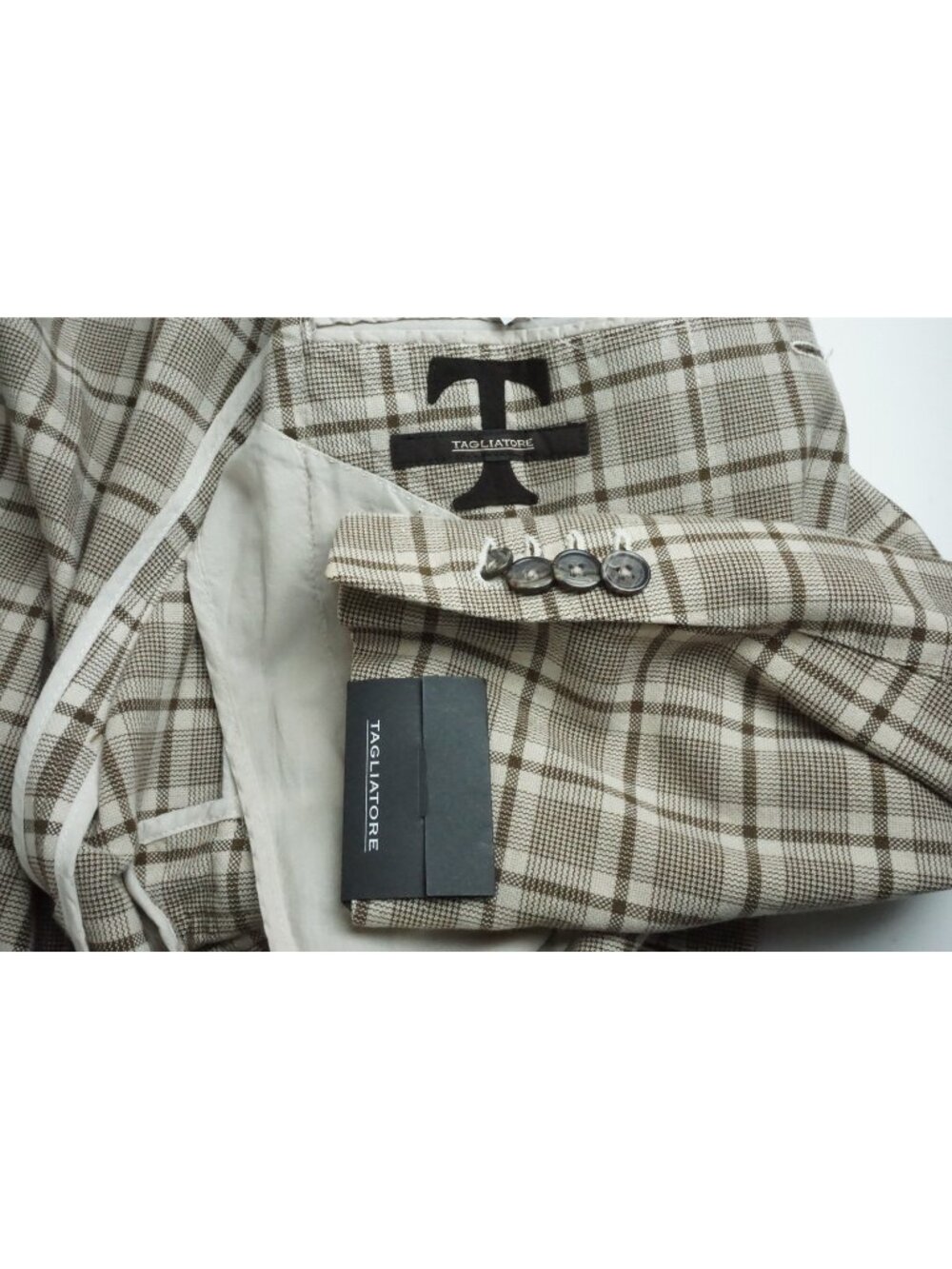 Tagliatore Brown Plaid 100% Cotton Sport Coat Jacket Sz 38R US Brand New - Picture 1 of 8